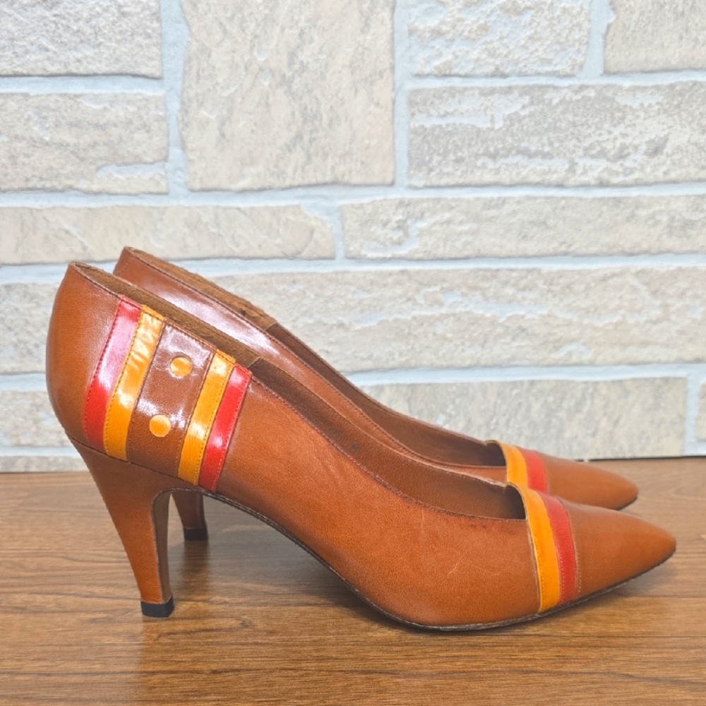 VTG ALLURE ART DECO LEATHER HEELS MADE IN SPAIN